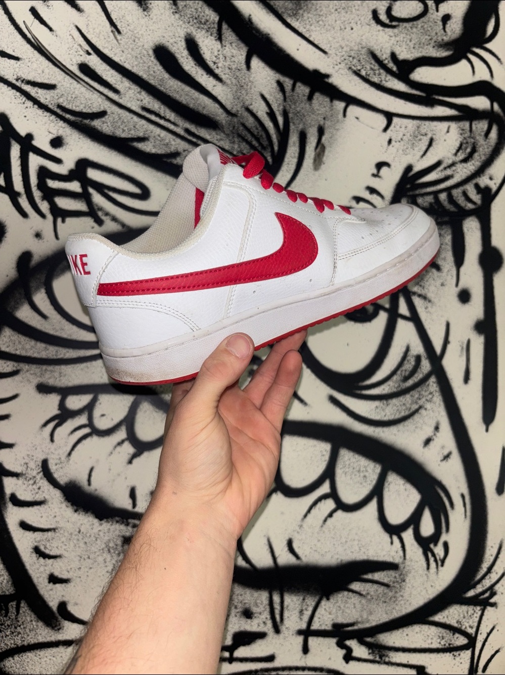 Nike white and red court visions